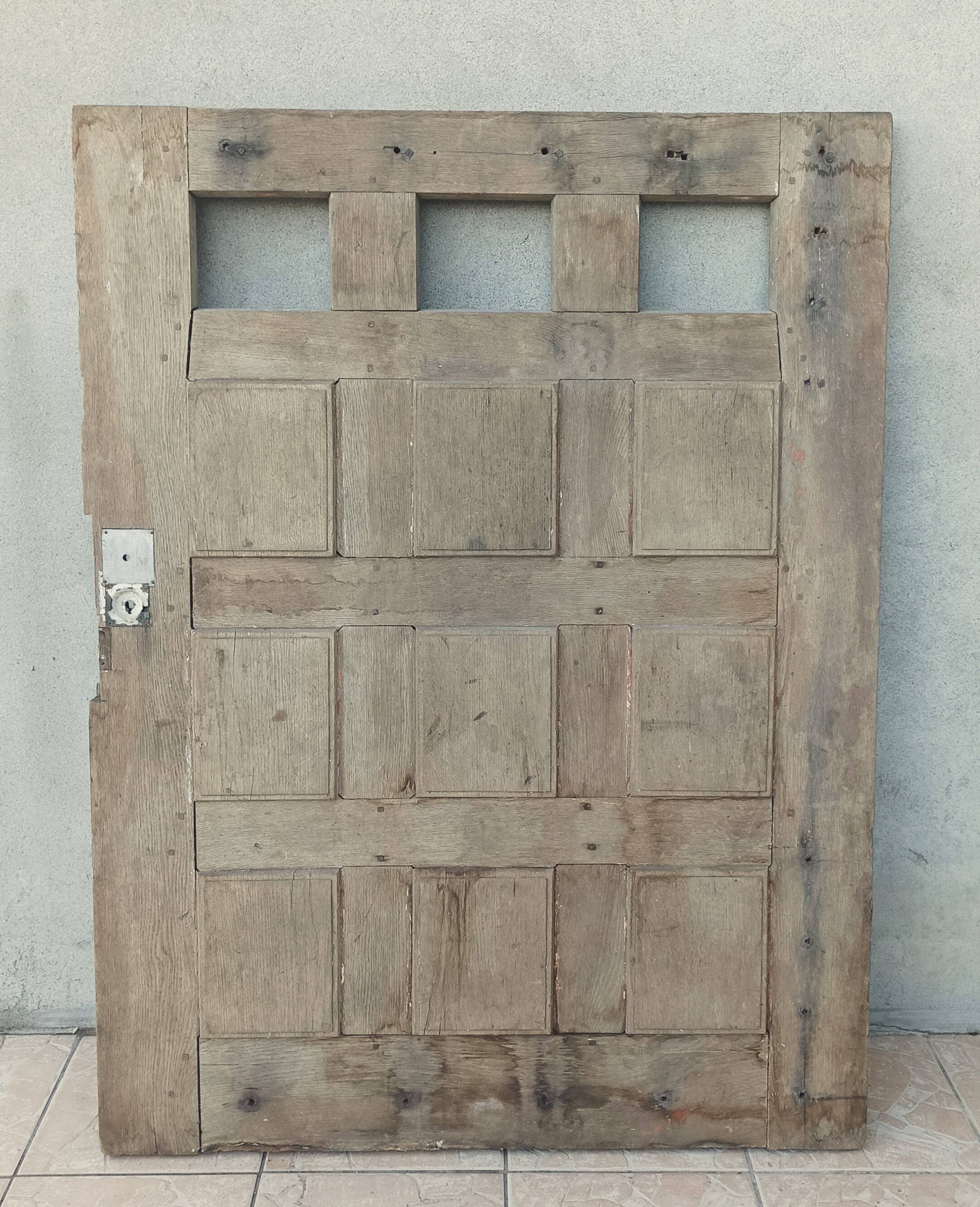 Antique low door decorative wall panel in solid oak