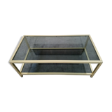 Table low brass and smoked glass 70s