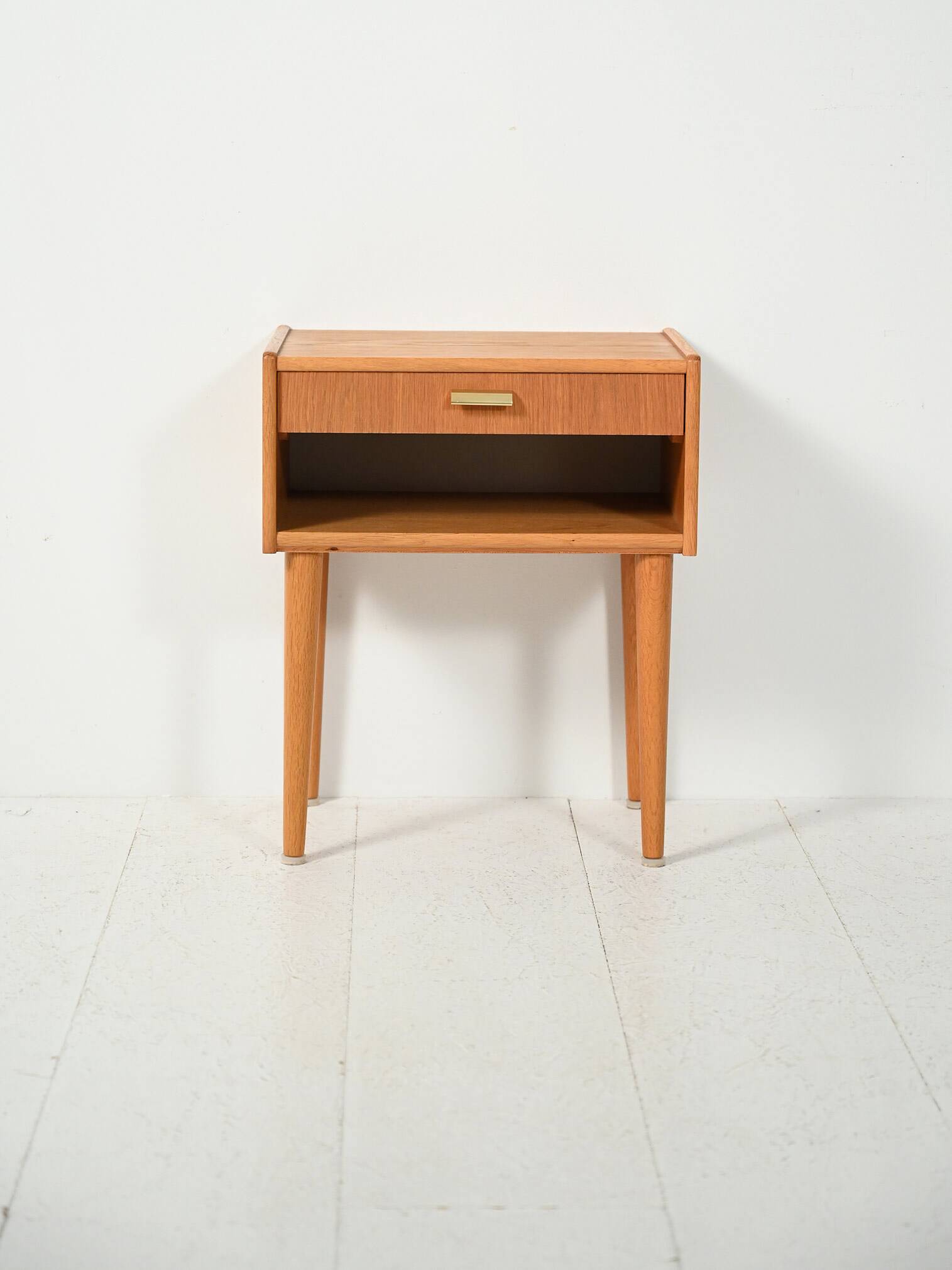 Scandinavian vintage bedside table with brass handle