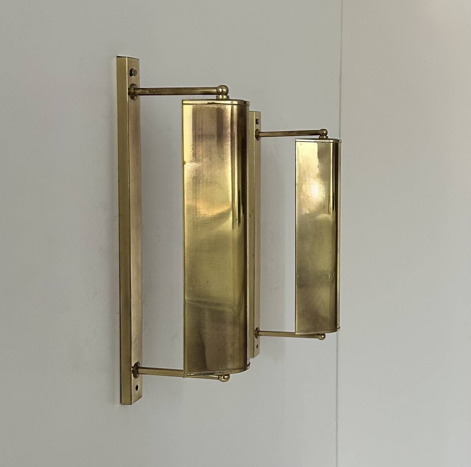 Pair of vintage adjustable brass wall lights, France, 1960s