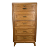 Secretary, desk and chest of drawers in oak from the 1950s, vintage.