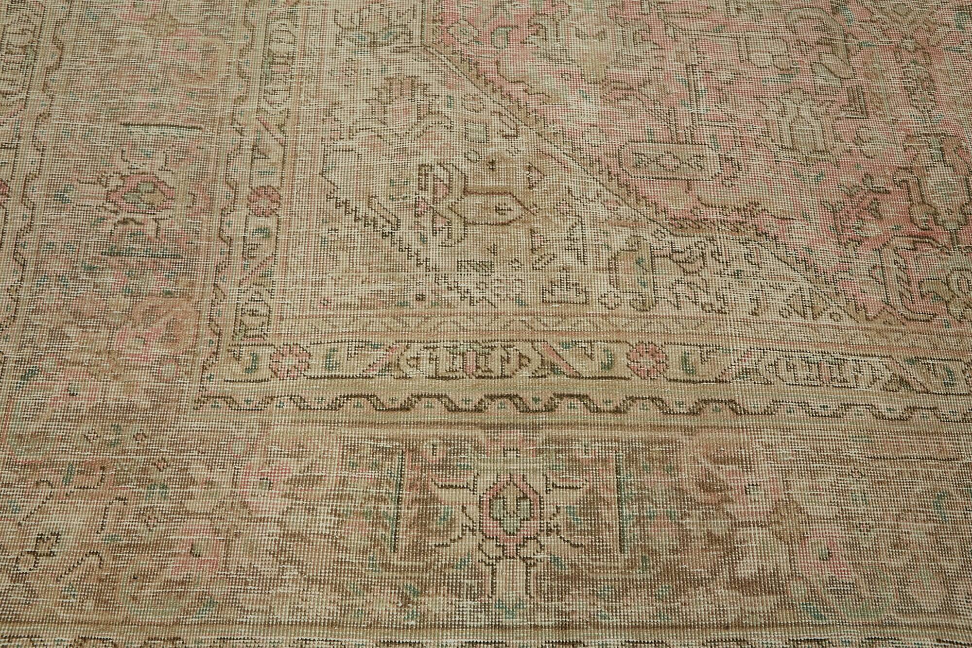 Hand-knotted persian antique 1970s 237 cm x 339 cm beige wool carpet