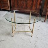 Coffee table round glass tray and brass legs