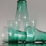 5 old vintage emerald green glasses