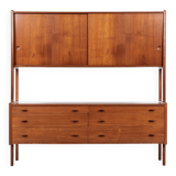 Midcentury Danish double sideboard RY-20 in teak by Hans Wegner for Ry Møbler
