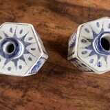 Pair of decorative earthenware bottles with blue decoration – oriental style