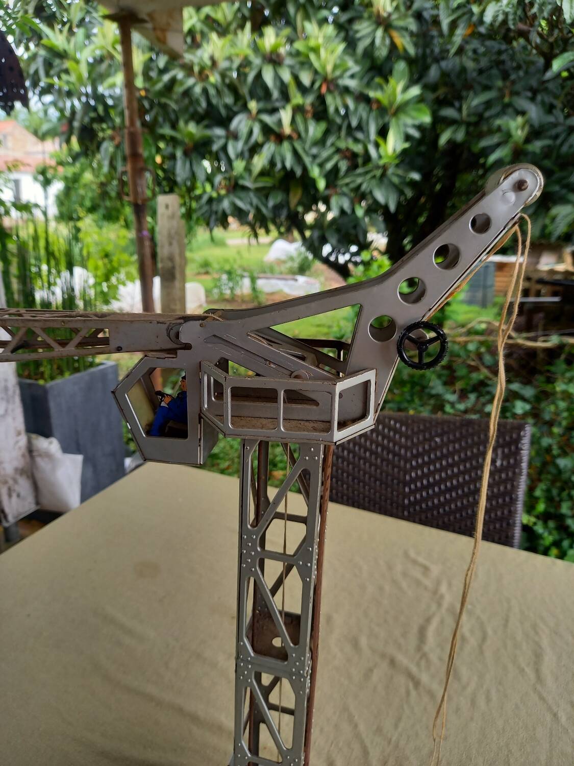 Vintage sheet metal crane