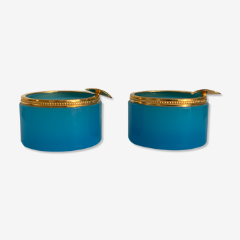 Pair of Italian ashtrays in opaline, Vincenzo Nason, Murano, 1960