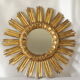 Vintage sun mirror in wood and gold resin 43 cm
