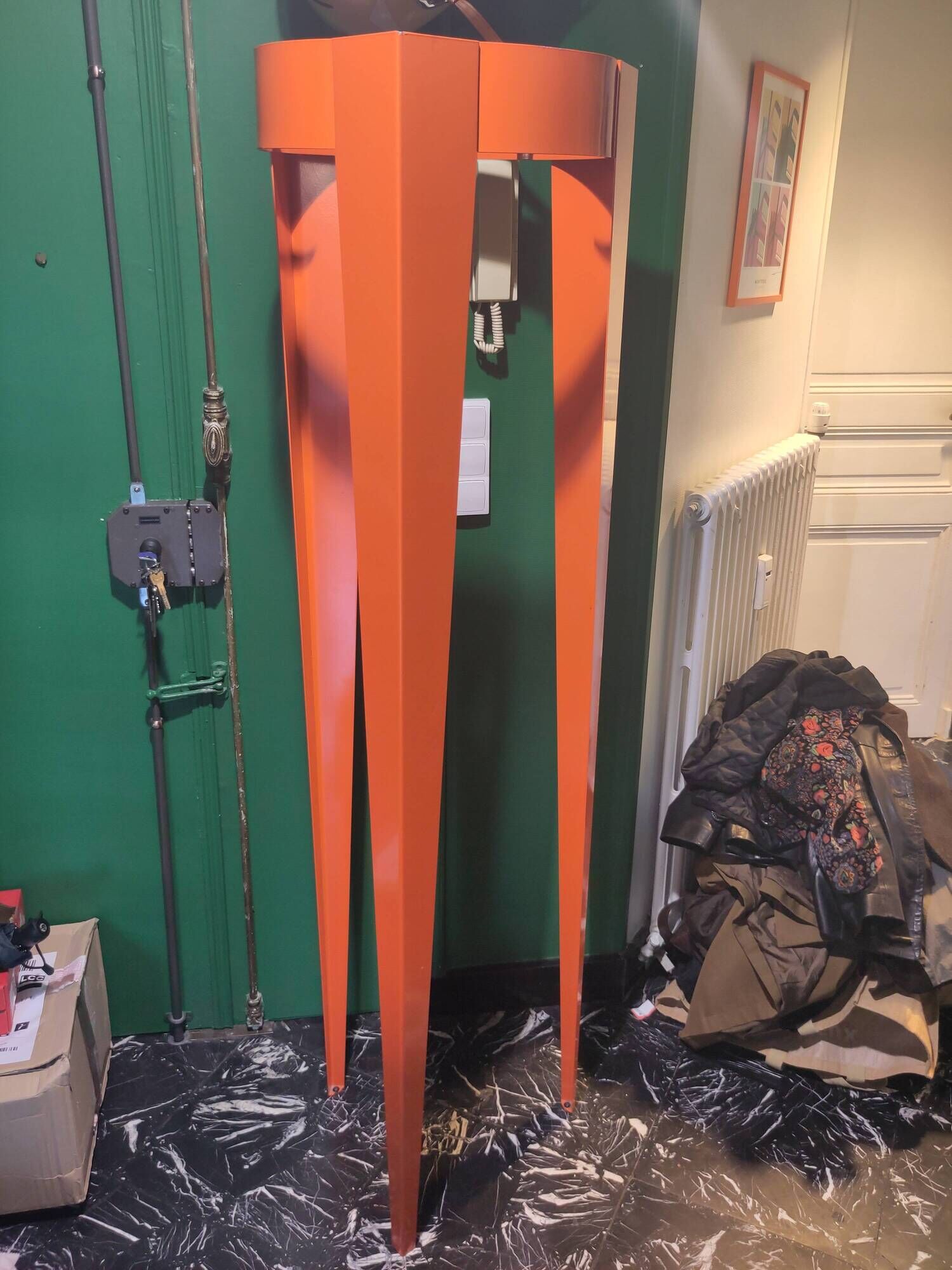 Orange designer coat rack 'Chase G' by Van Esch from the 2000s.