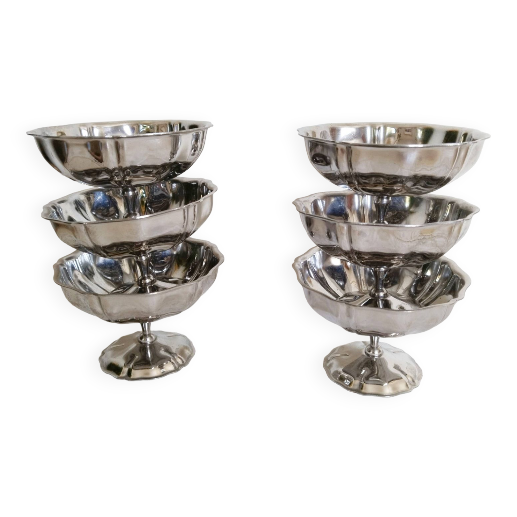 Coupes à glace ou sorbet  , vintage , en inox 18/10 , années 70 , made in France