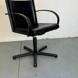 Italian Tito Agnoli for Matteo Grassi modernist Leather and steel desk chai