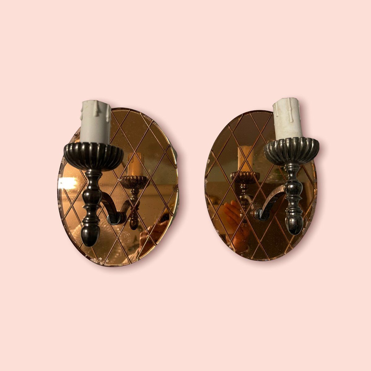 Vintage italian mirrored glass sconces