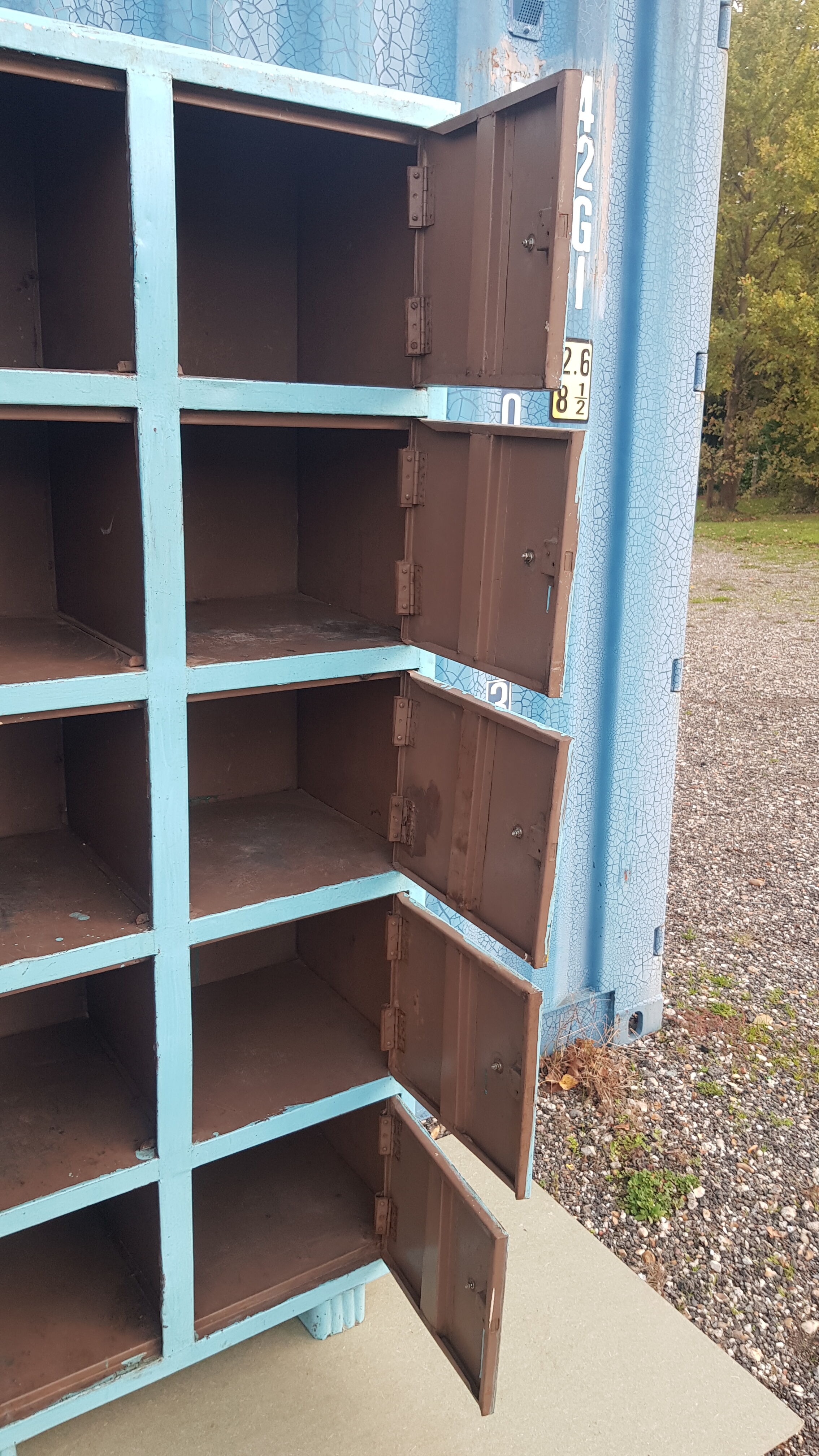 Old metal workshop furniture original turquoise patina