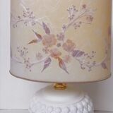 Lamp lampshade dried flowers foot white ceramic