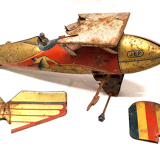 Old jep sheet metal airplane toy united France f252 stork squadron for part