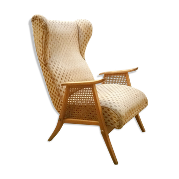 Fauteuil wing chair a oreilles et a systeme relaxation années 50/60