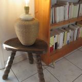 Ceramic lamp foot and vegetable fiber