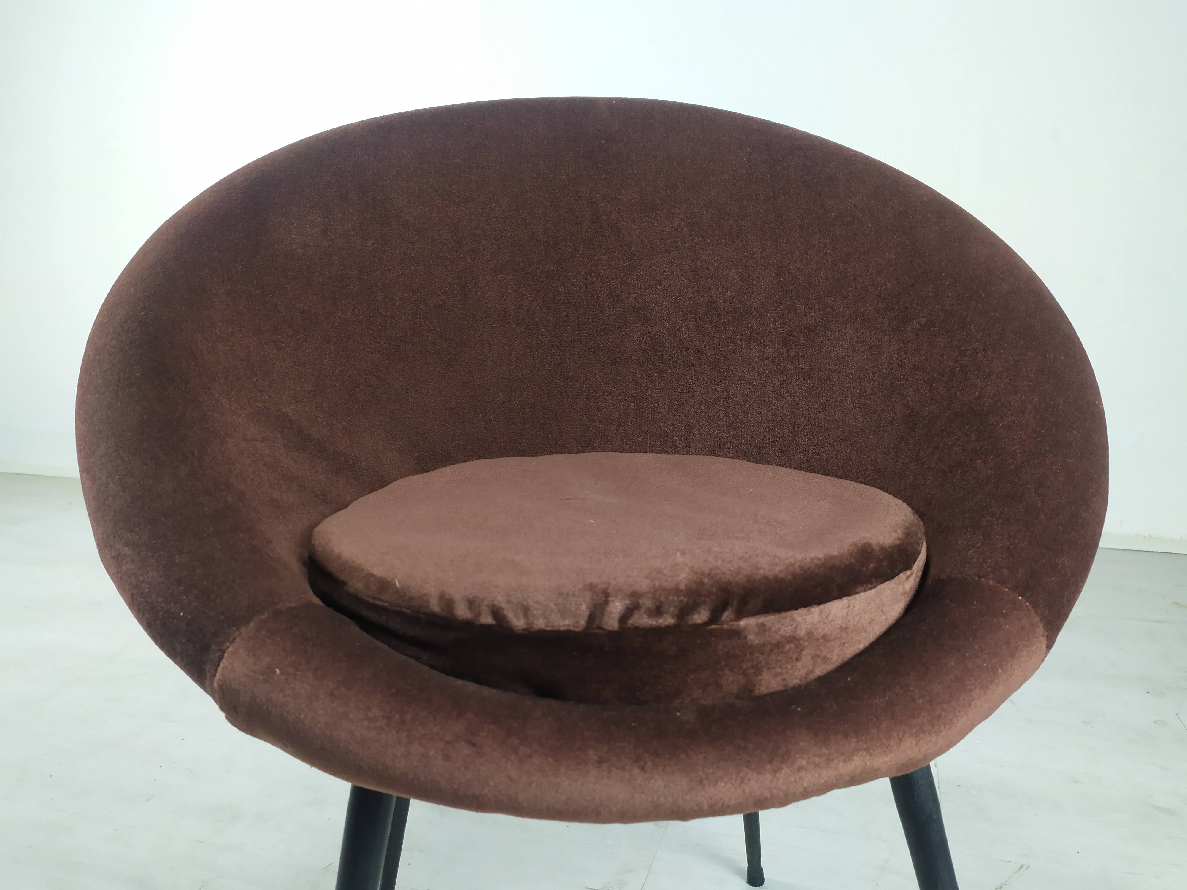 Vintage armchair velvet brown