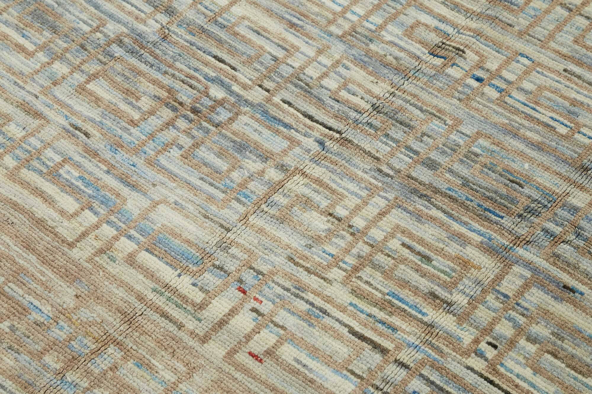 Handwoven Tribal One of a Kind 160 cm x 218 cm Blue Wool Carpet