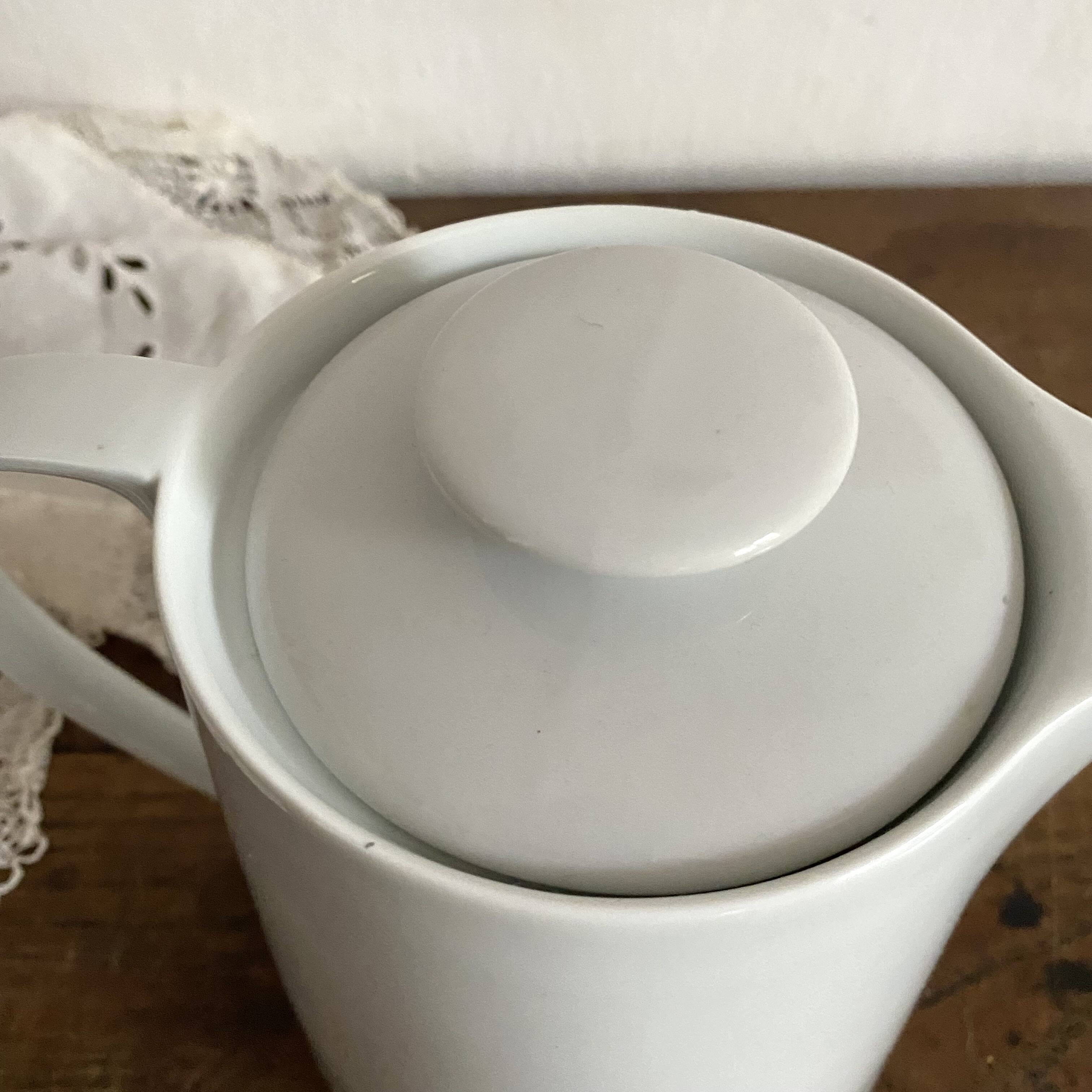 Porcelain teapot with hand-painted bird decoration