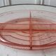 Pink glass dish with art deco compartment 30s-40s