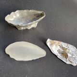 Gravy boat or oyster butter dish – Maurice Gouaillé – Silver plated metal & satin glass