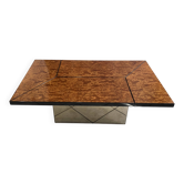 Vintage 1980 Paul Michel elm burl coffee table for Roche Bobois.