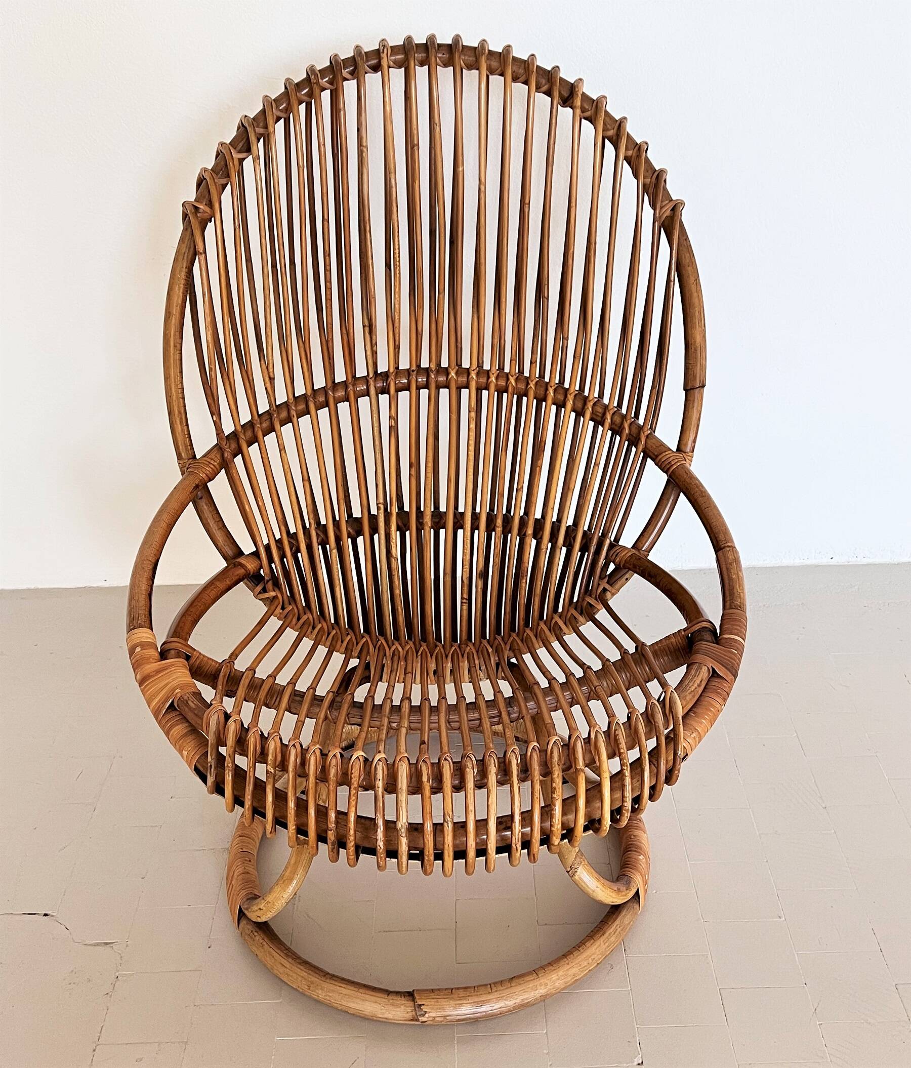 Giovanni Travasa for Bonacina Bamboo Lounge Chair, 1950s