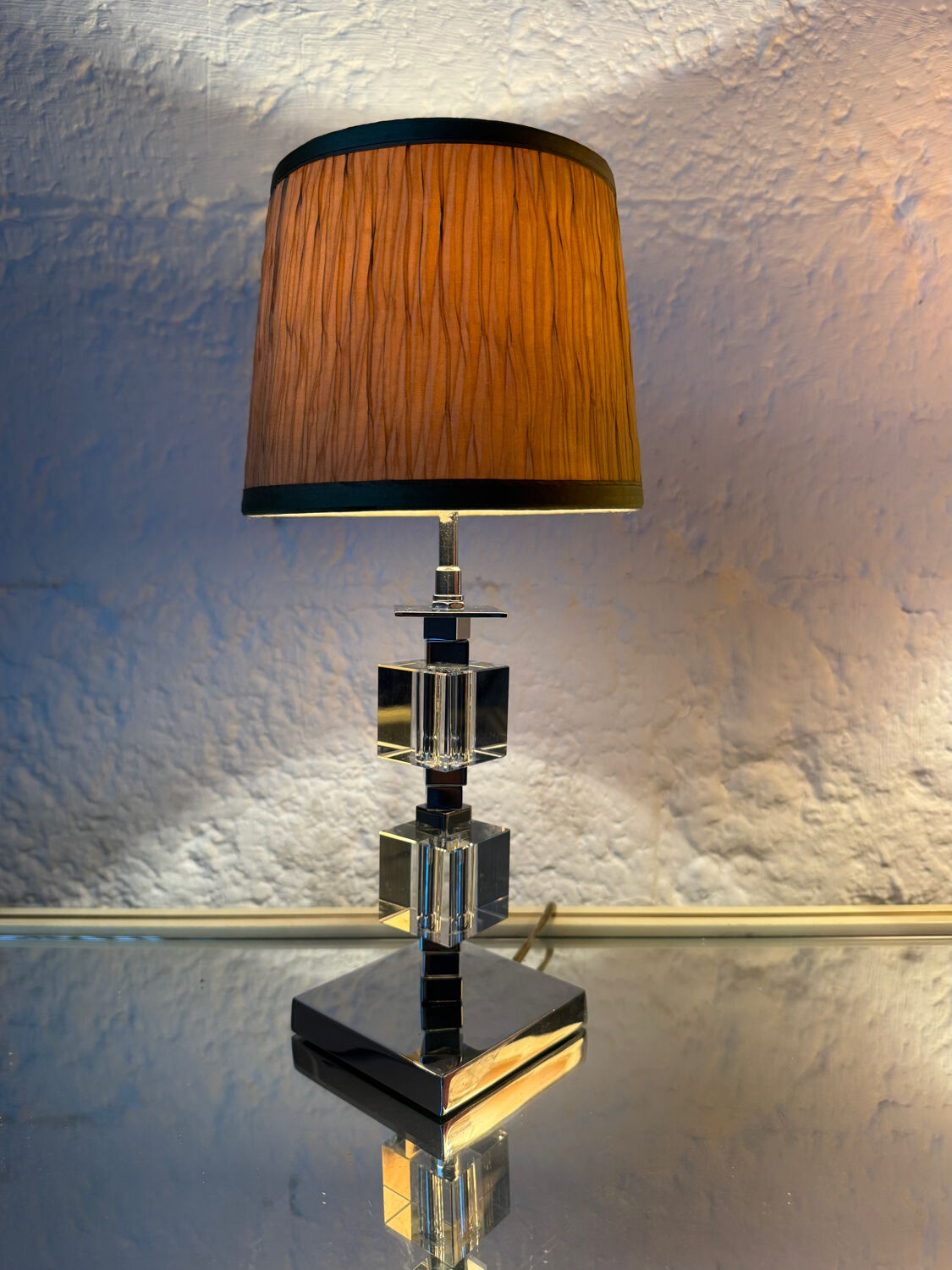 Art Deco lamp in chrome and crystal