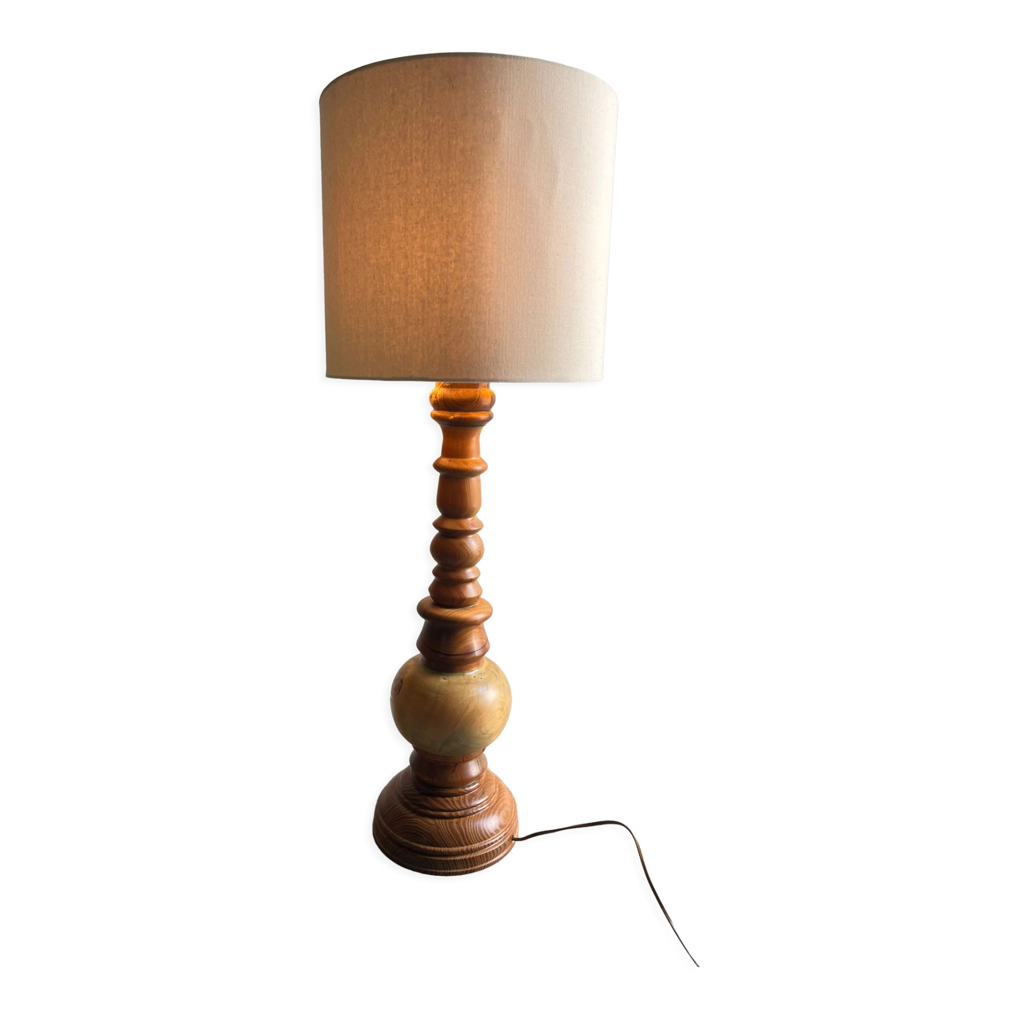 Vintage turned wooden lamp base