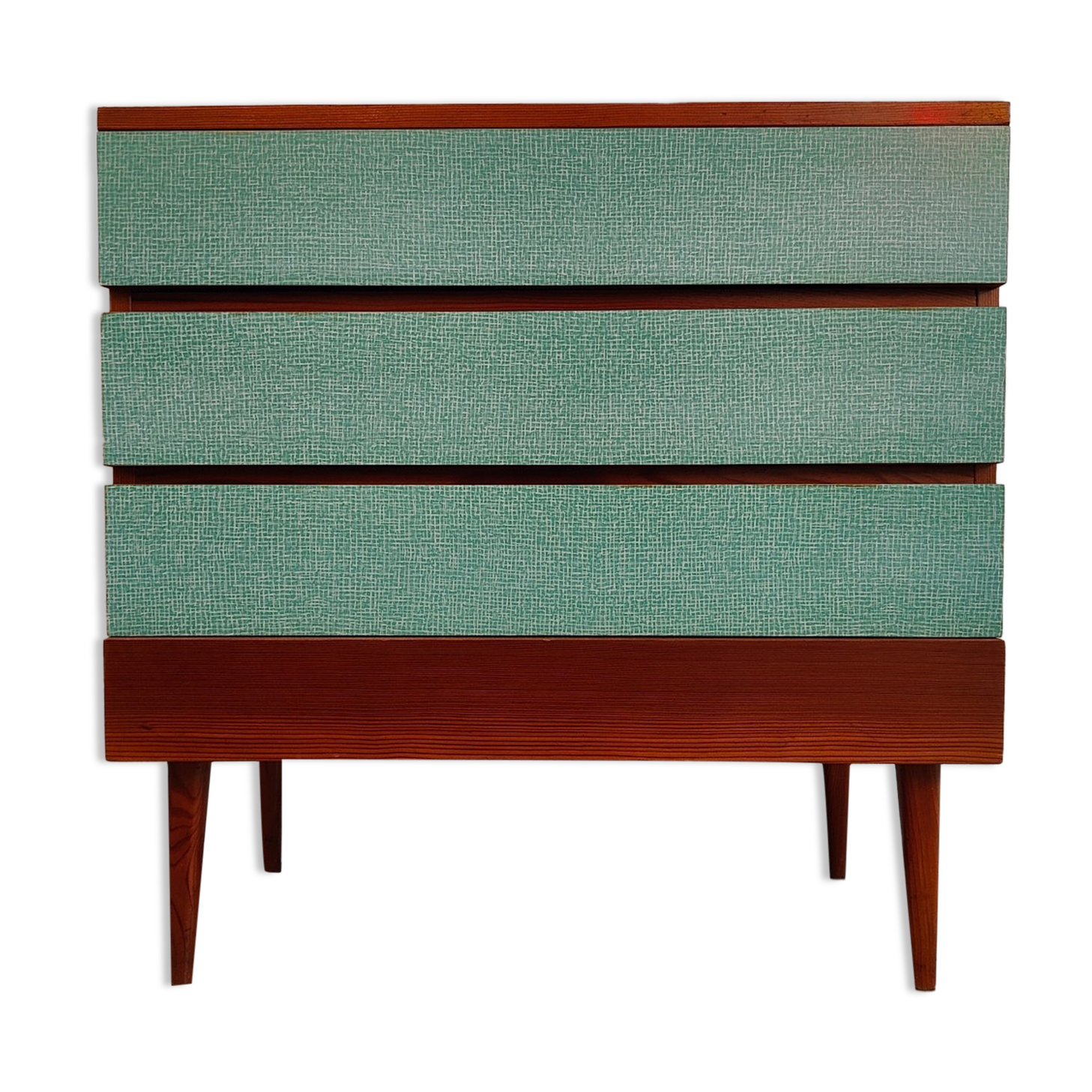 Commode Tchèque bois et formica vert d'eau