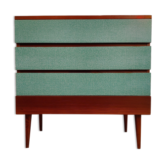 Czech chest of drawers wood and formica water green