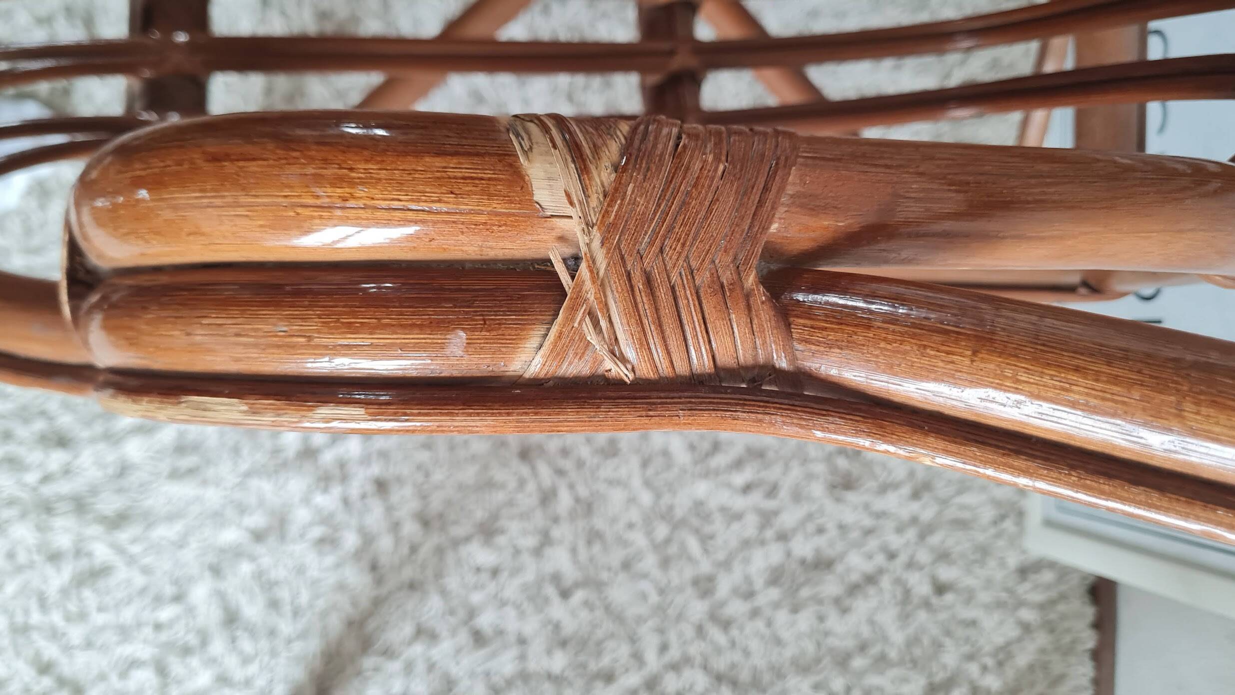 Pair of vintage rattan armchairs circa the 1970s.