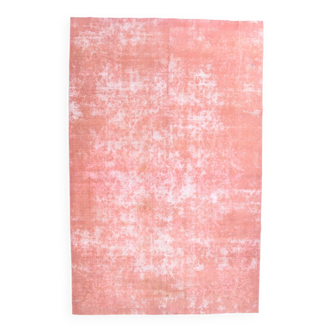 7x11 Peach Pink Handmade Vintage Rug, 210x325Cm