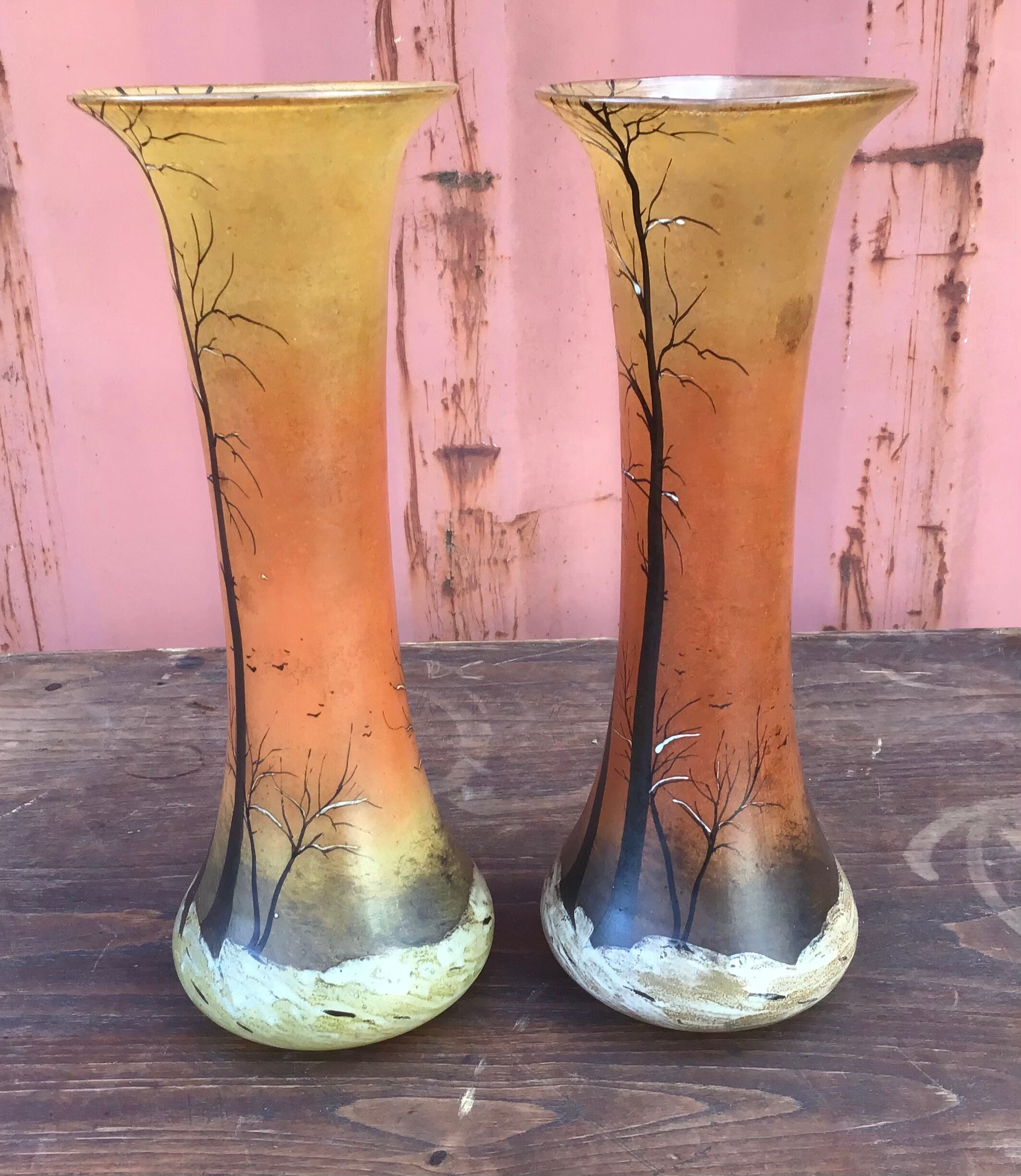 Pair of vases signed Legras