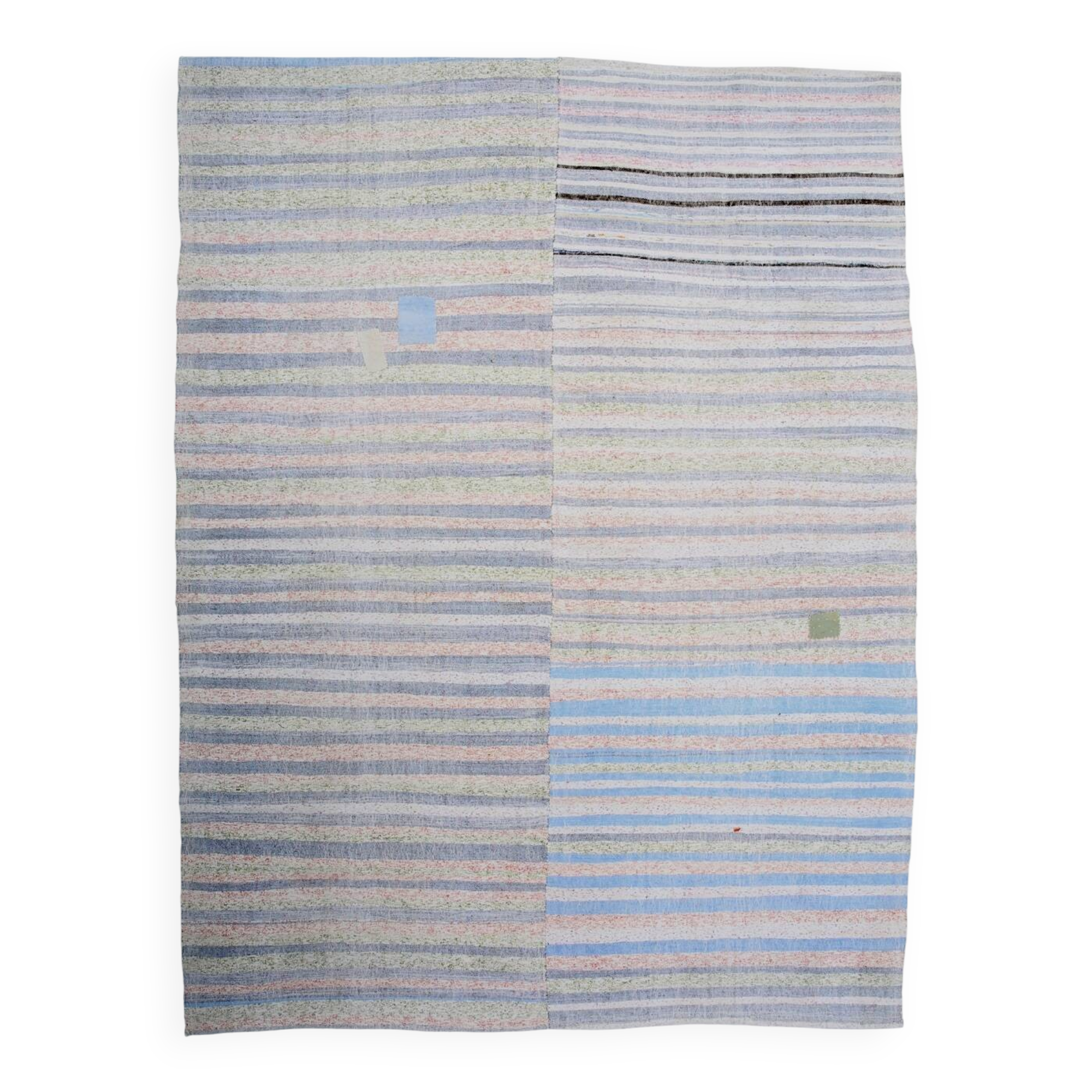 Light Blue & Off White Striped Kilim Rug, 230x310Cm