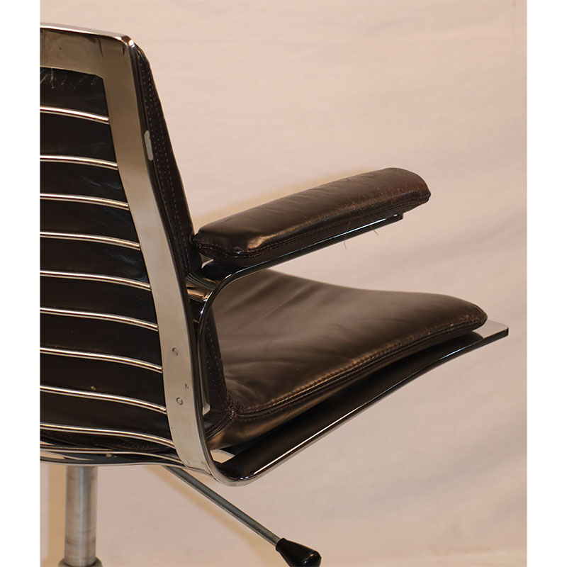Office chair in chrome steel and leather edition Apelbaum 1970