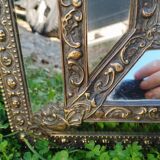 Miroir en cuivre repoussé ancien époque Napoléon III