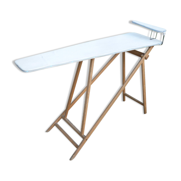 Console pliante en bois, table à repasser avec sa jeannette