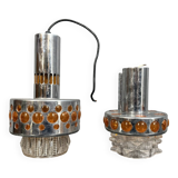 Two vintage space age pendant lamps by Raak, 1970