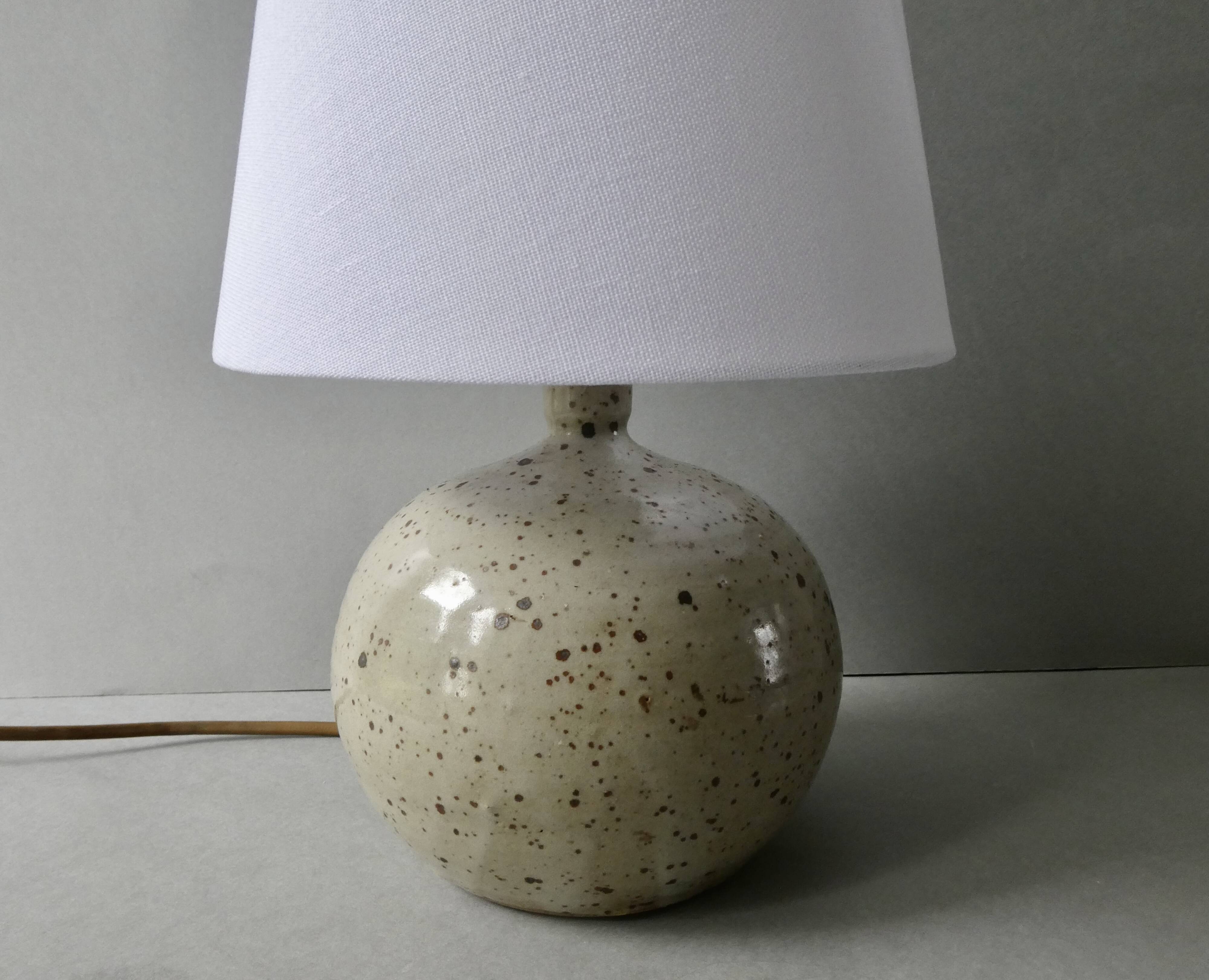 Sandstone ball lamp signed Guy Baudat, 1960s