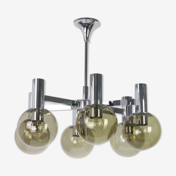 Six-light brass chandelier Italy 1960s
