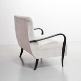 Guglielmo Ulrich Two Seat Sofa in Grey Silver Fabric. Italy, 1950s