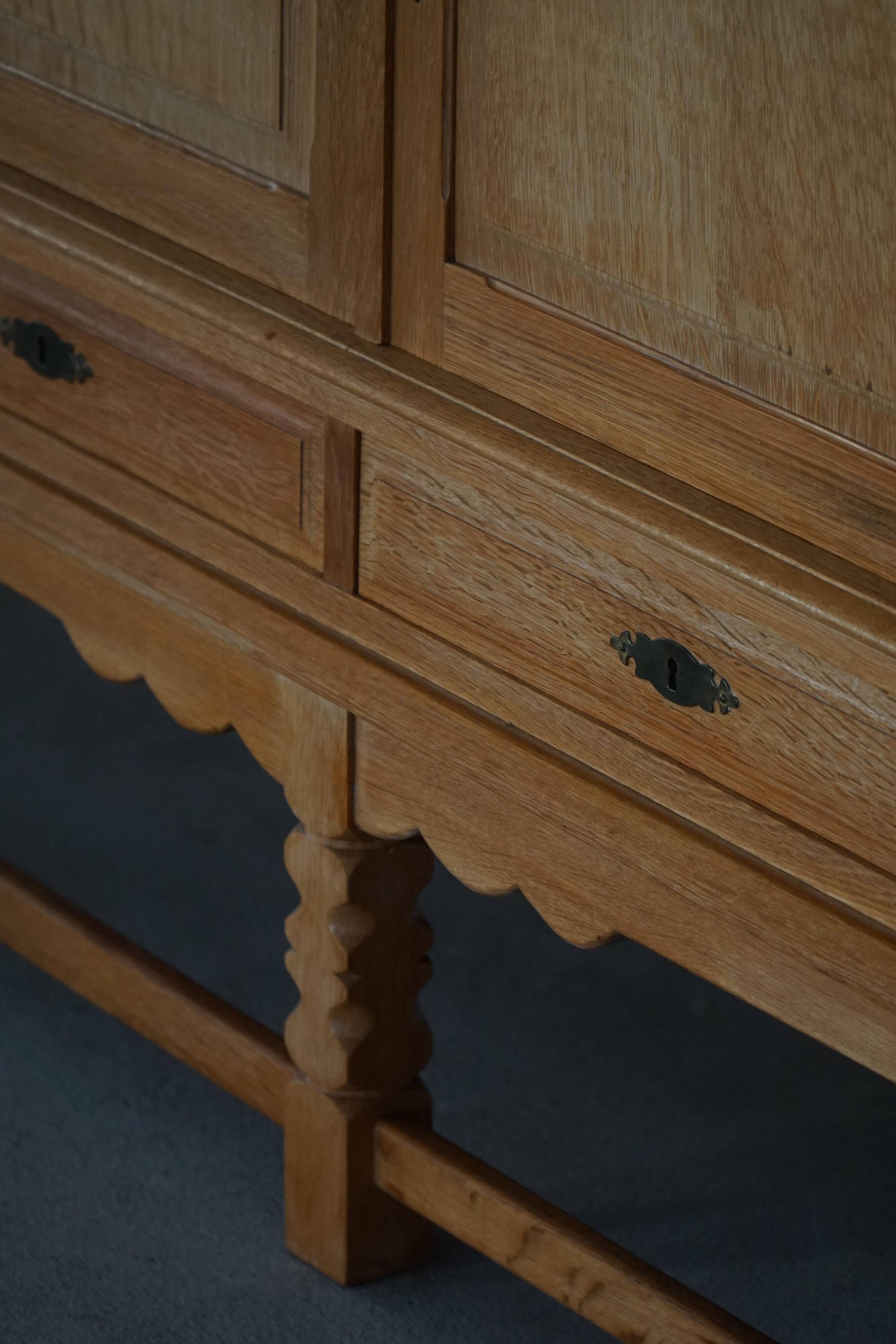 Brutalist Mid-Century Danish Buffet in Oak, Henning Kjærnulf, 1960s