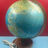 World map, replogle terrestrial globe Horizon Mondiale, Chicago 1970, works
