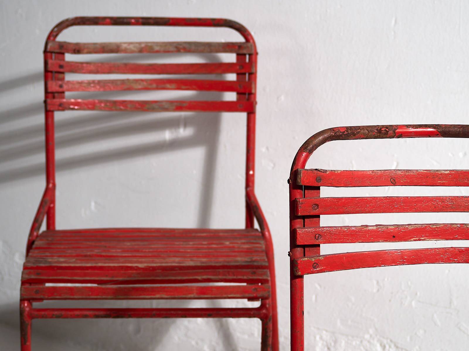 Antique red garden chairs (c.1920). Set of 4 pieces #37