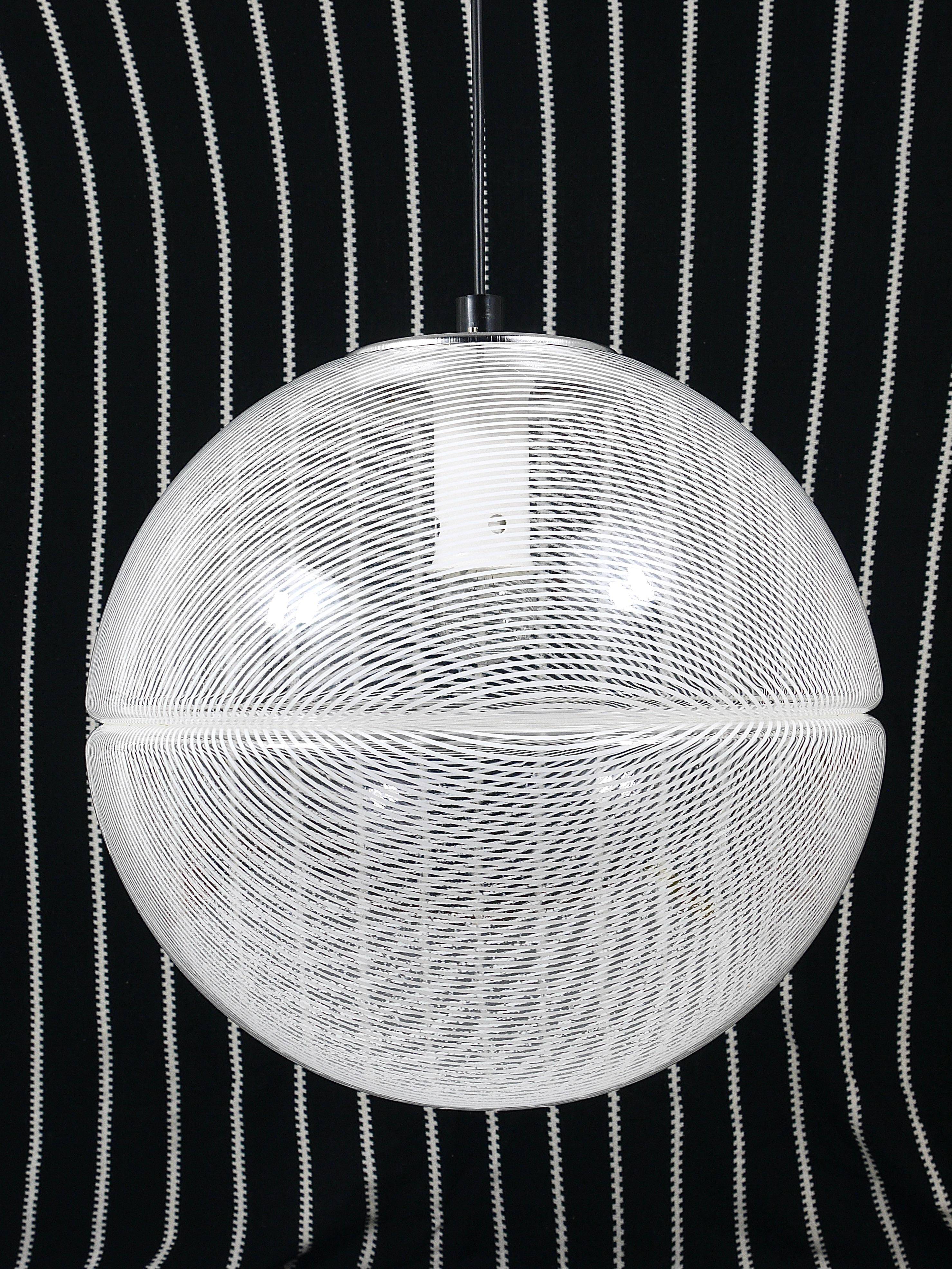 Harvey Guzzini Suspension Boule Op-Art Striped Postmodern by Meblo, 1970s