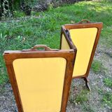 Antique fireplace screen – Solid wood & upholstered panels