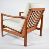 Scandinavian original armchair, fully restored, upholstered, designer Z. Baczyk, 60s, beige